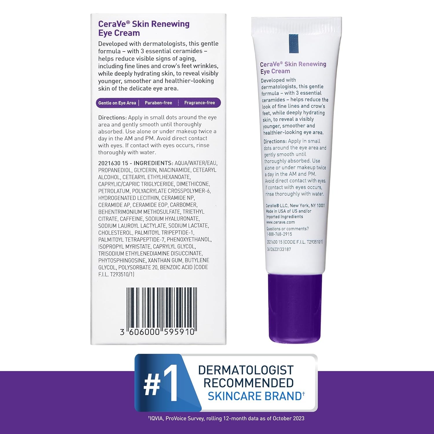 CeraVe Skin Renewing Eye Cream For Wrinkles, Under Eye Cream 14.2g - Image 3